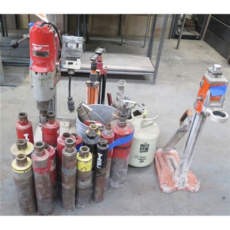 Milwaukee Core Drill & Stand, Dymo Drill, Bits, Stands, etc - Oahu Auctions