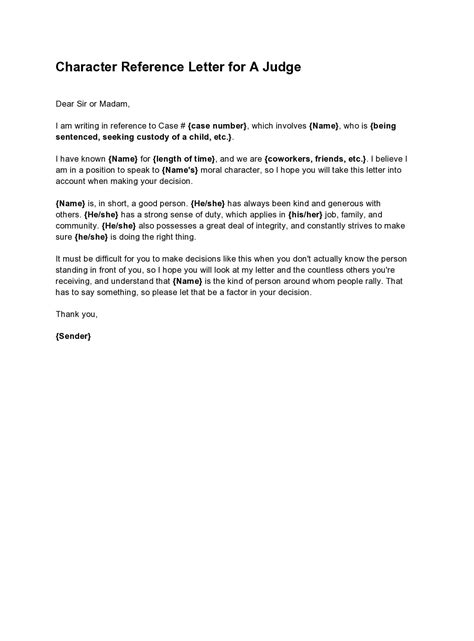 Court Character Reference Letter Template Social Media Template