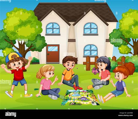 Clipart Animation Kids Playing Outside