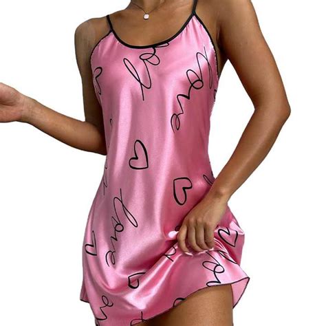 High Quality Summer Letter Sexy Nightie Lingerie Ice Silk Pajamas Night Dress Sleepwear