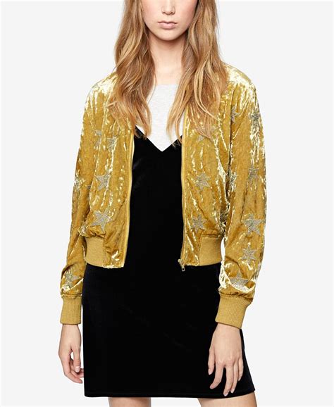 Sanctuary Metallic Embroidered Velvet Bomber Jacket Macys
