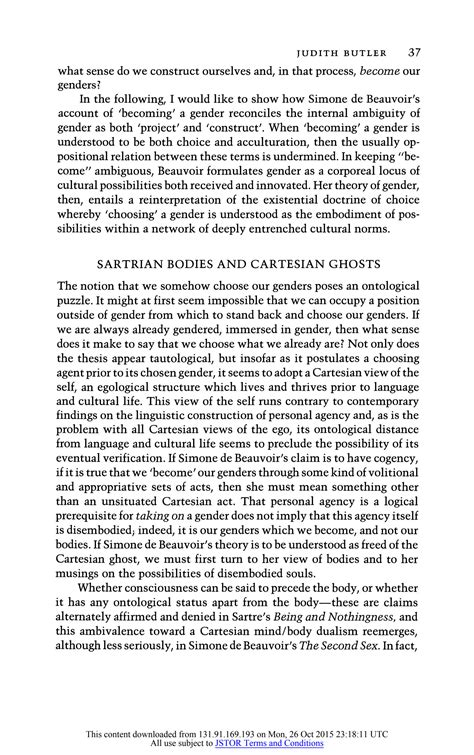 SOLUTION Simone De Beauvoir Witness To A Century Sex And Gender In Simone De Beauvoir S Second
