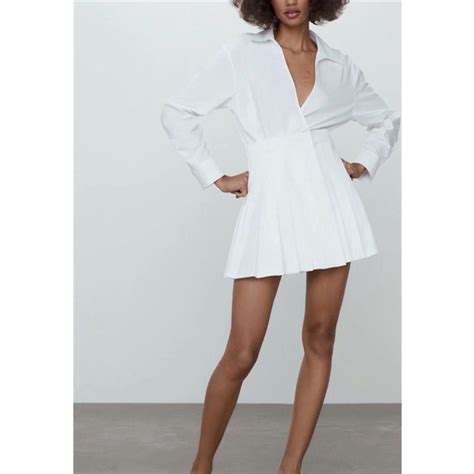 Jual 34500 Dress Putih Dress Polos Dress Kerja White Pleated Mini Dress