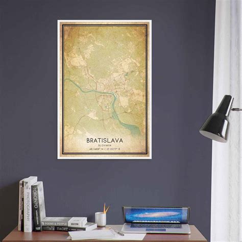 Vintage Bratislava Slovakia Map Poster, Bratislava City Road Wall Art
