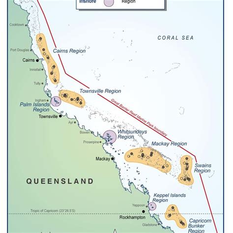 figure  map   great barrier reef marine park showing