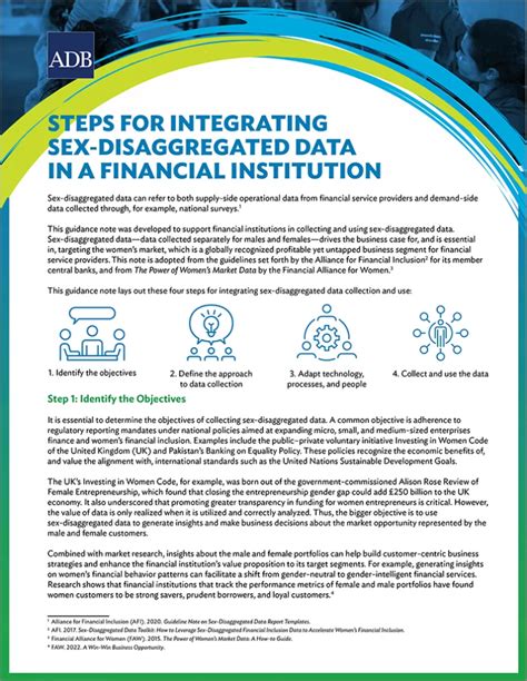 Steps For Integrating Sex Disaggregated Data In A Financial Institution Women S Empowerment