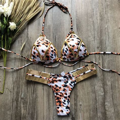 Maillot de bain Brésilien Sexy Push Up Bikini Femmes Chaîne