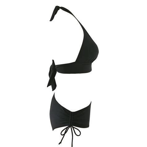 Halter Neck Bra And Solid Black Panty Bikini On Luulla