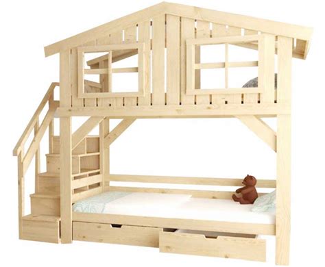 Двухъярусная кровать-домик Kids Land 80 для детей и взрослых с широким ...