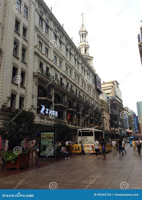 Nanjing road in Shangai editorial photography. Image of shop - 95243752