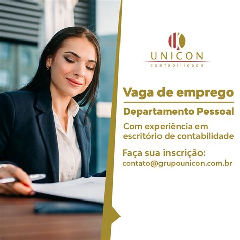 Vaga de Emprego Departamento Pessoal Com experiência em escritório de ...