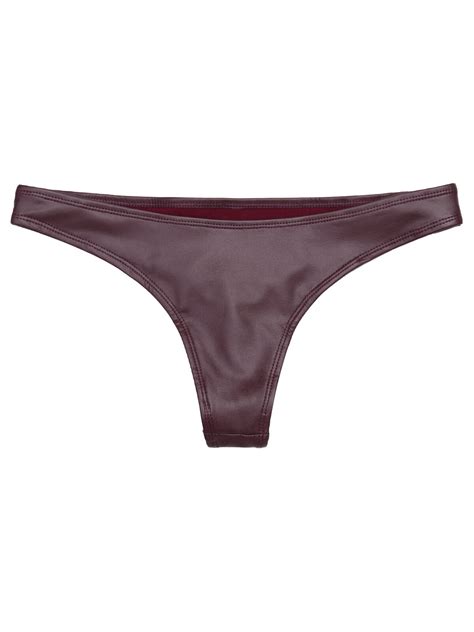 Womens Sexy Low Rise Bikini Briefs Pu Leather Micro Mini Thong Underwear Panties Ebay
