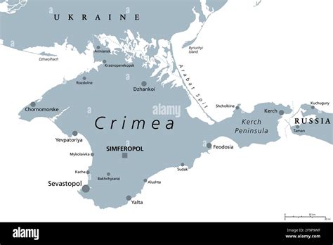 Mappa Politica Grigia Della Crimea Penisola Dell Europa Orientale