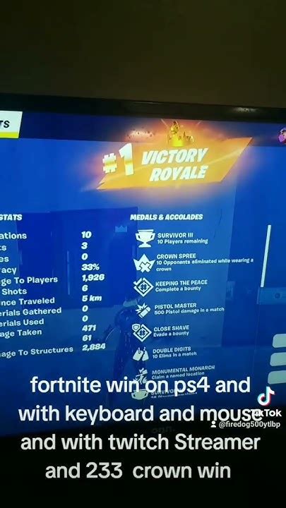 Fortnite Win On Ps4 And With Keyboard And Mouse And With Twitch