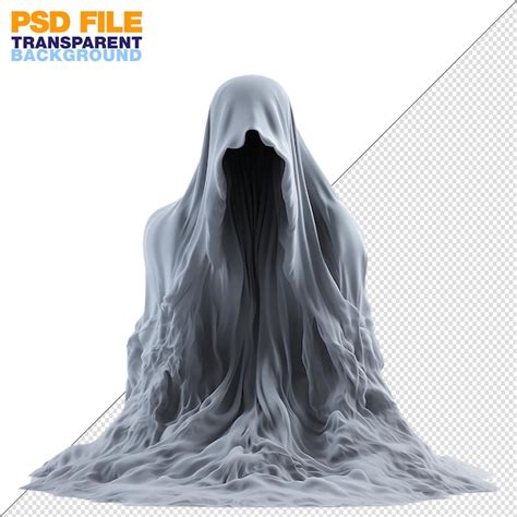 Premium PSD Scary White Ghost On Transparent Background