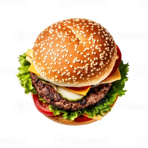 Ai Generated Top View Delicious Street Food Burger 36334250 Png