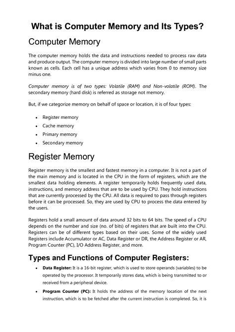 solution   computer memory   types studypool