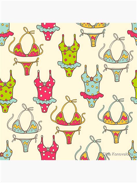 Seamless Summer Pattern With Color Swim Suits Bikini Sticker By Dinkoobraz Redbubble