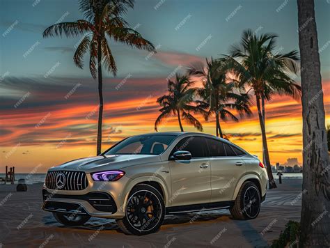 Premium Photo | Mercedes Benz AMG GLE parked on Miami Beach at sunrise