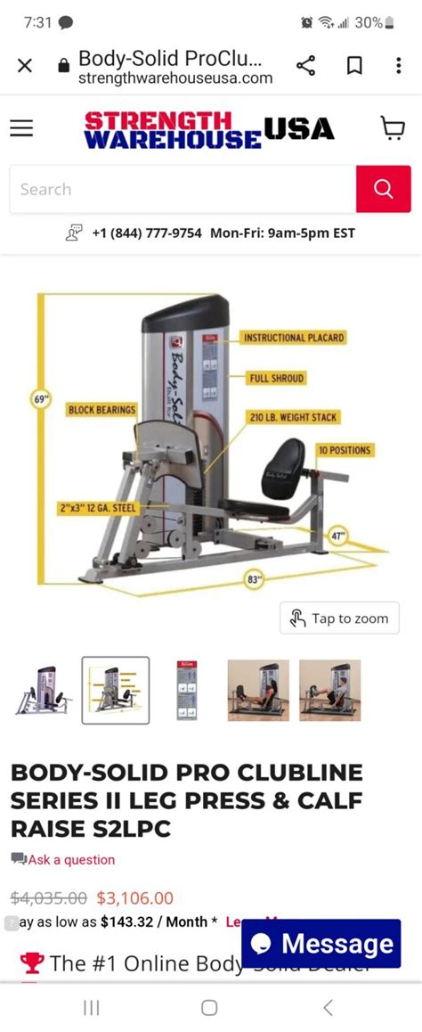 Body Solid Pro Clubline Series Ii Leg Press Calf Raise S Lpc Refit