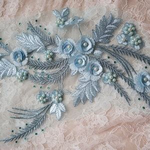 Hot Pink 3D Floral Embroidered Lace Fabric Appliques Fuchsia Retro Floral Motif 3D Lace