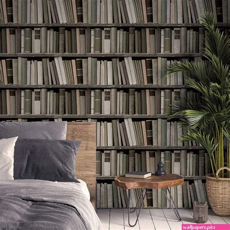 Realistic Bookshelf Peel and Stick Wallpaper | Wallpapers.Pics