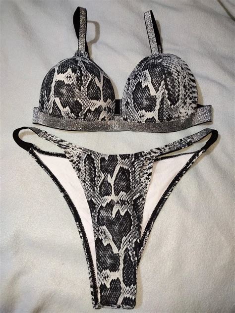 SHEIN Snake Print Bikini Women S Fashion Swimwear Bikinis Swimsuits On Carousell