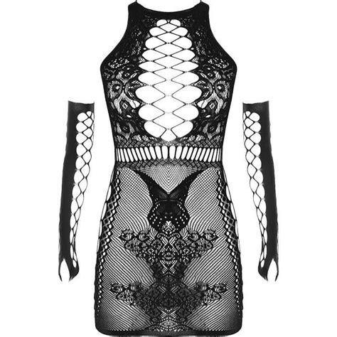 Nuisette Femme Sexy Mini Robe Transparente Lingerie Fishnet Body Combinaison Ouverte Babydoll