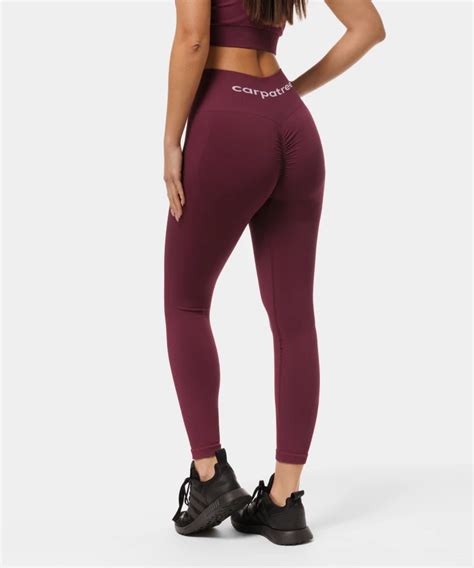 Damskie Burgundowe Legginsy Push Up Allure Carpatree