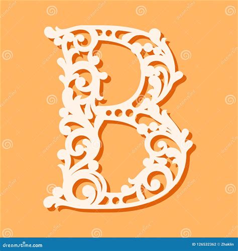 Laser Cut Template Initial Monogram Letters Fancy Floral Alphabet Letter Stock Vector