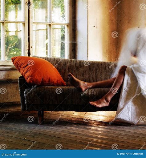 Naked On The Couch Stock Photo Image Of Couch Feet Sleep