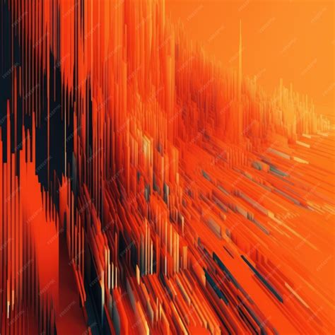 Premium Ai Image Glowing Orange Interference Lines And Landscape On