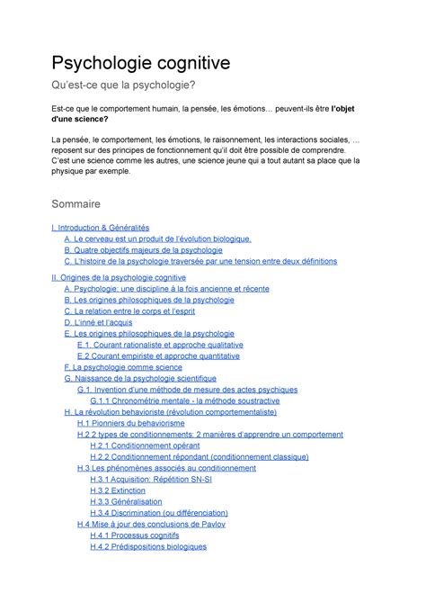 CM1 CM6 Psychologie Cognitive Psychologie Cognitive Quest Ce Que