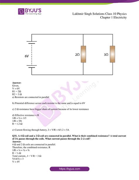 Lakhmir Singh Physics Class Solutions For Chapter Electricity