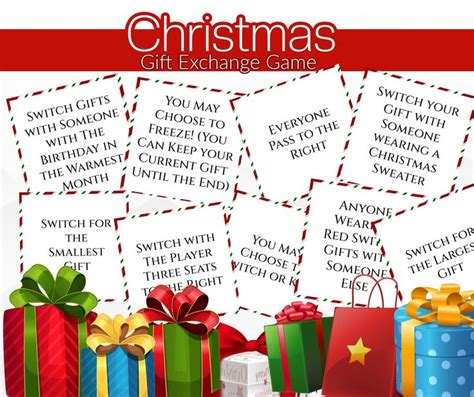 Christmas Gift Exchange Game, Christmas Printable Game, White Elephant Gift Game, Christmas ...