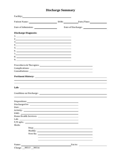 Discharge Plan Template