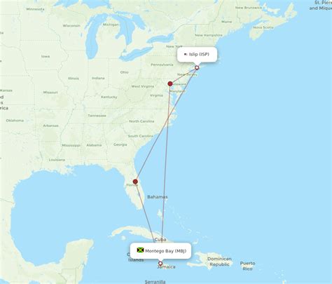 All Flight Routes From Islip To Montego Bay Isp To Mbj Flight Routes