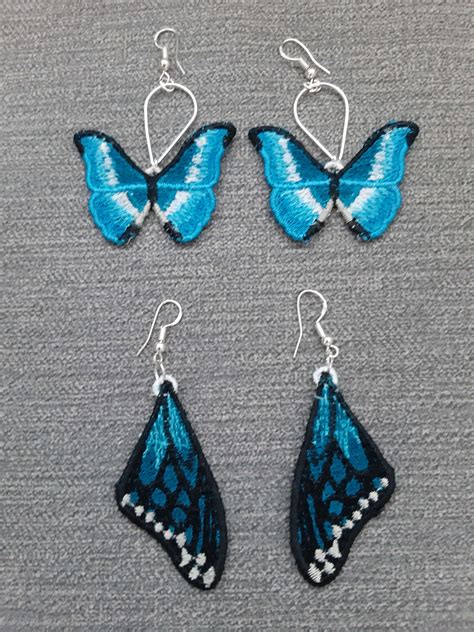 Boucles oreilles papillons Créatrices Broderie Machine