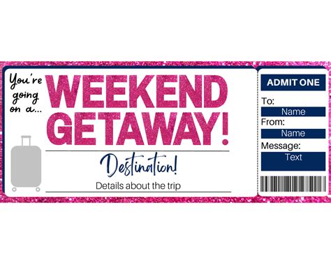 Weekend Getaway Gift Ticket Template – Printed Smile Shop