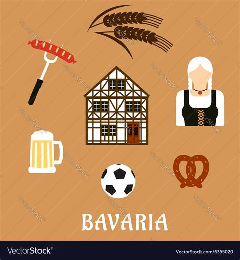 Bavaria travel and objects flat icons Royalty Free Vector