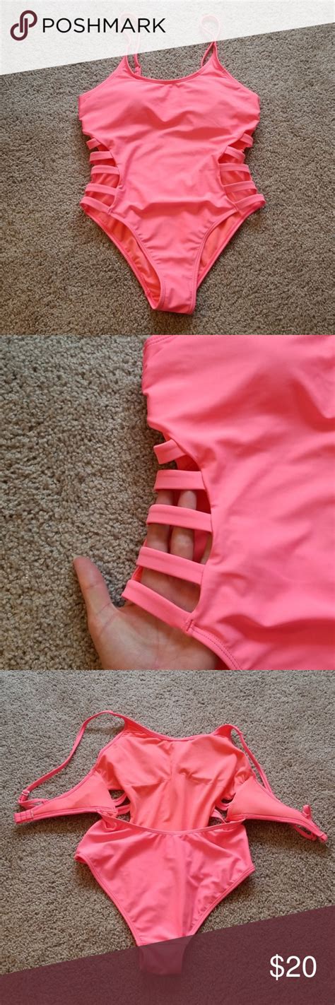 One Piece Strappy Side Cutout Back Pink Swimsuit Pink Swimsuit