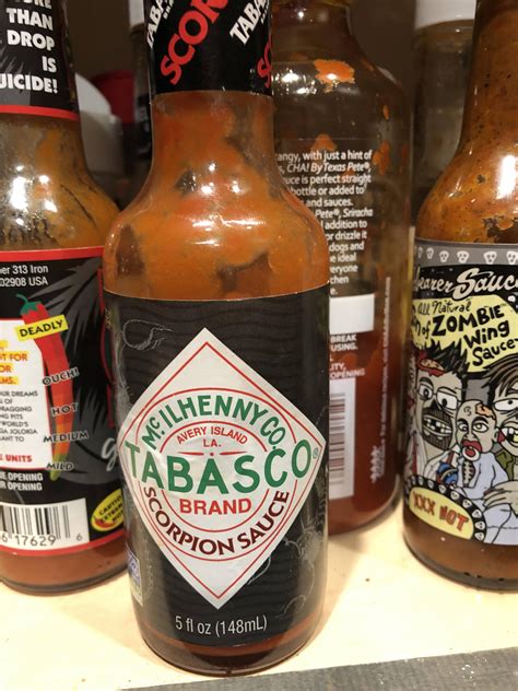 Treated myself to a limited edition Scorpion Tabasco bottle : spicy
