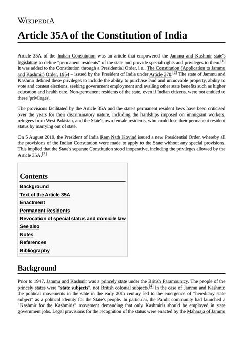 Solution Article 35a Of The Constitution Of India Studypool