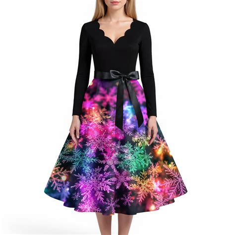 Fgvctg Christmas Tea Party Dresses for Women Ugly V Neck Cocktail