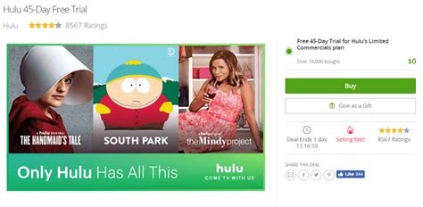 Groupon Hulu Free Trial Promotion Free 45 Day Trial