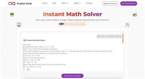 ai math solver step  step solutions   fusion chat