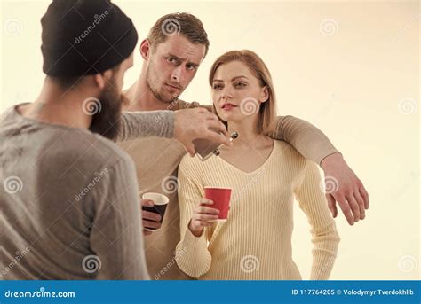 Sex Drugs And Rock And Roll Alcohol Youth Alcohol Addicted Men Woman On Pensive Faces White