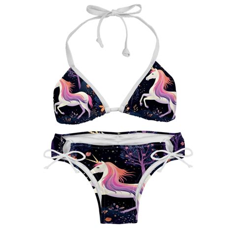 Starry Unicorn Women S Swimsuit Bikini Set Detachable Sponge Adjustable Strap Two Pack Beach