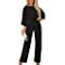 AILUNSNIKA Women Casual Overall Romper Playsuits 3 4 Sleeve Belted Wide