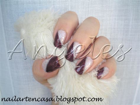 Jugando Con Mis U As Manicura Bicolor En Granate Y Nude